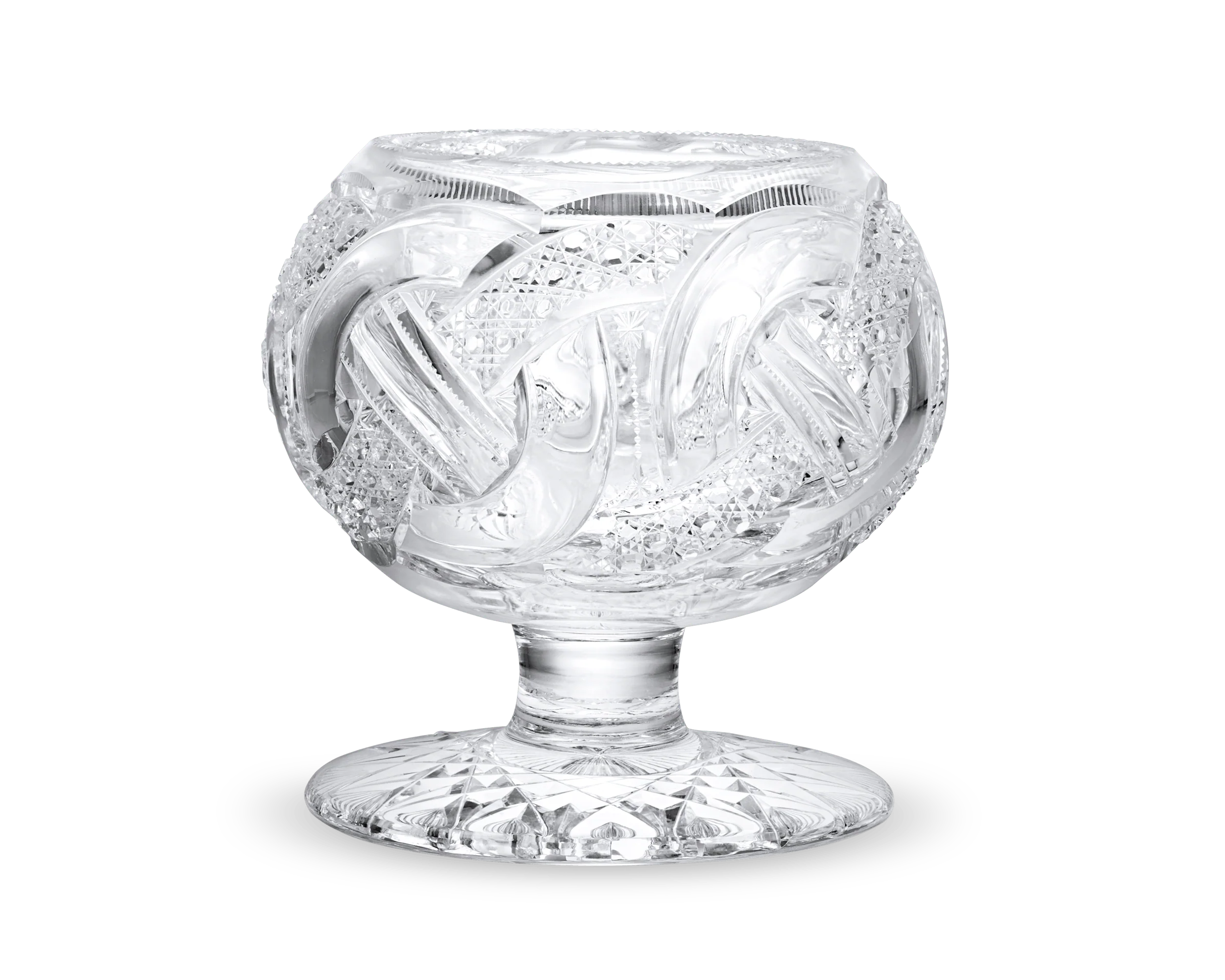 Wedding Ring Pattern Cut Glass Rose Bowl by J. Hoare & Co.