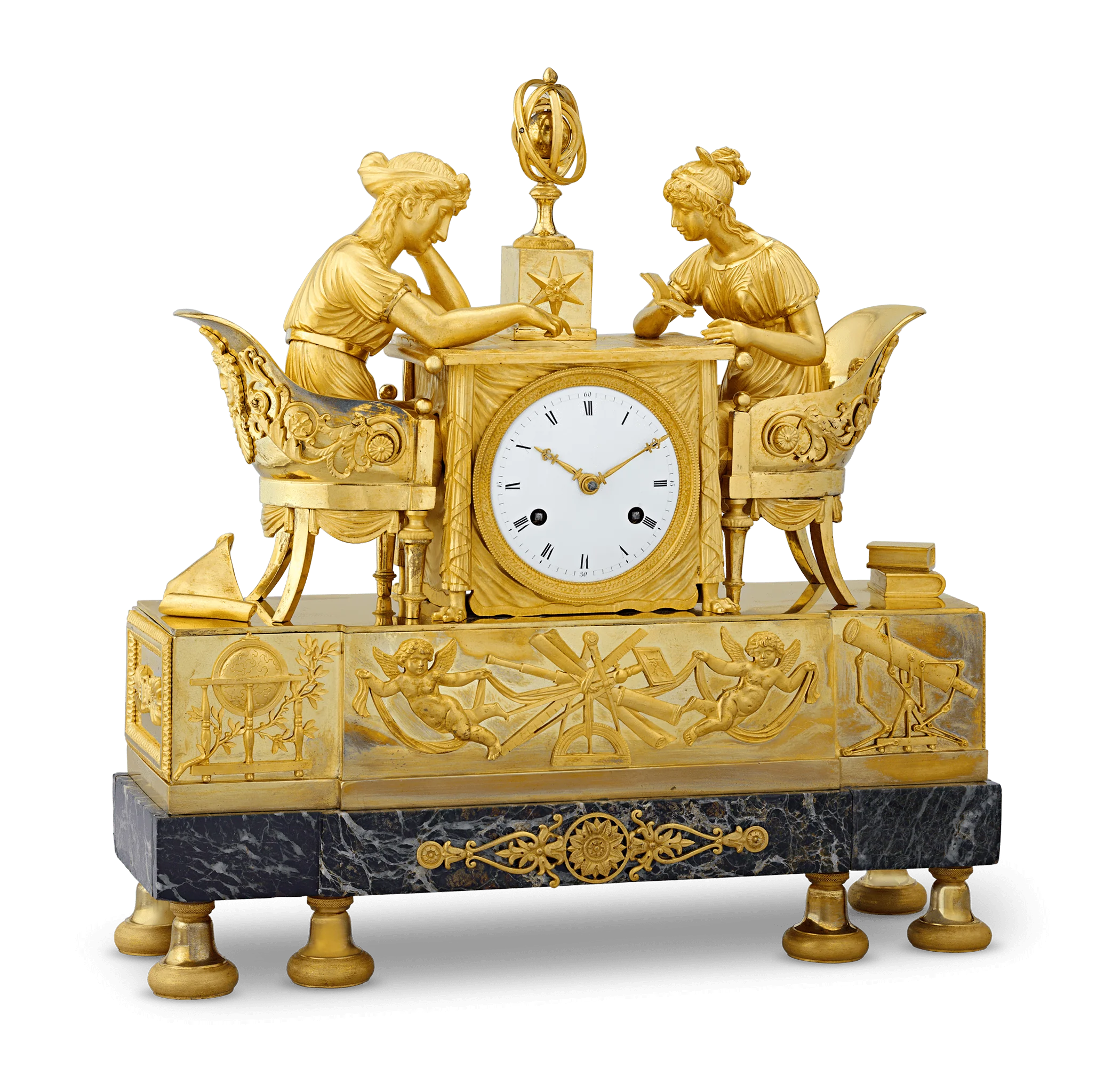 The Astronomy Lesson French Empire Mantel Clock