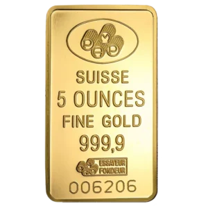 5 oz Gold Bar- PAMP Suisse Lady Fortuna (w/ Assay)