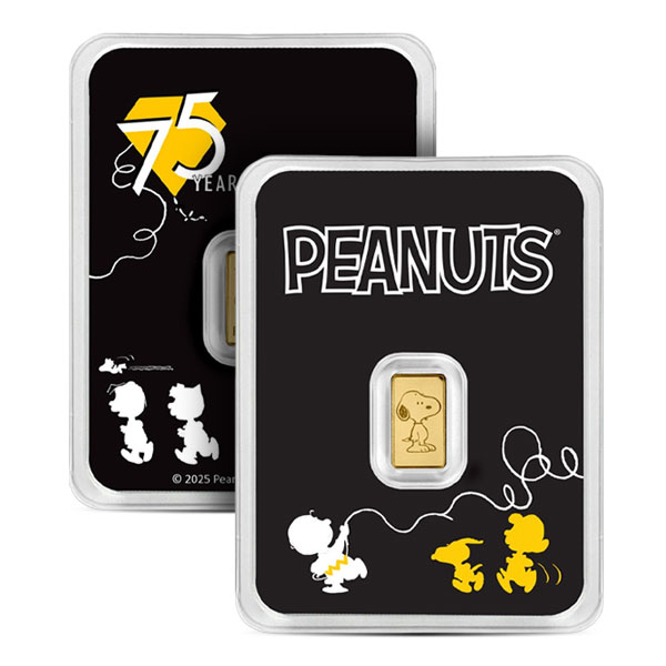 Peanuts Snoopy Gold Bar, 1/2 Gram .9999 Pure in Assay Package - Image 2